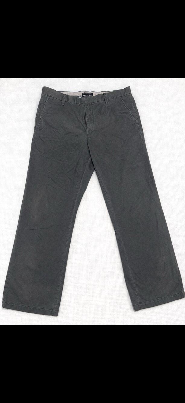 Banana Republic Gray Cotton Twill Chino Pants Standard Fit Straight Mid Rise 35